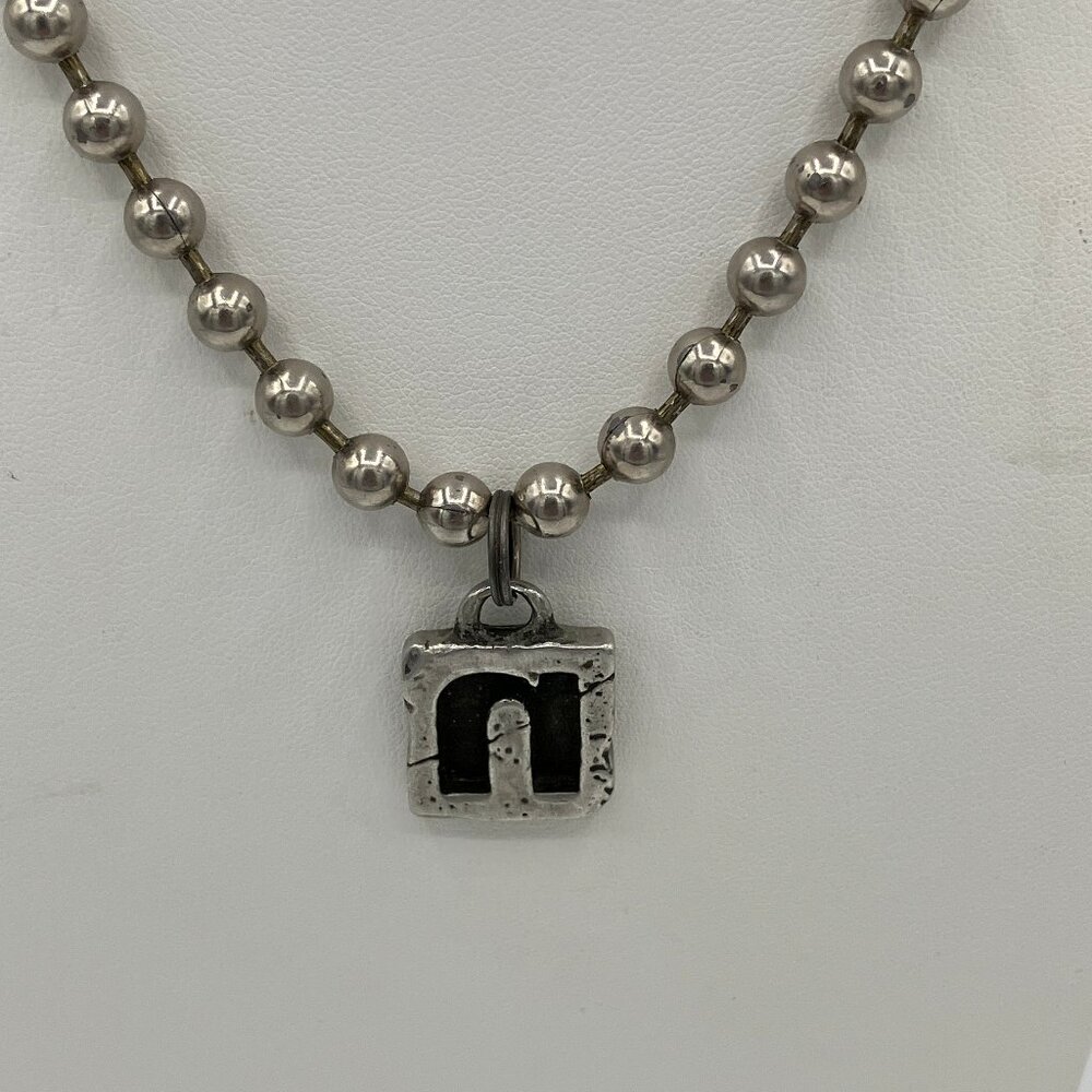 Rare Vintage Metal Ball Chain Nine Inch Nails Necklace with "Broken" Logo 18"